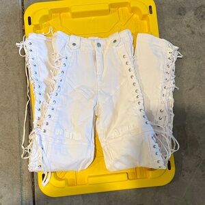 I.AM.GIA White Lace-Up Side Panel Pants